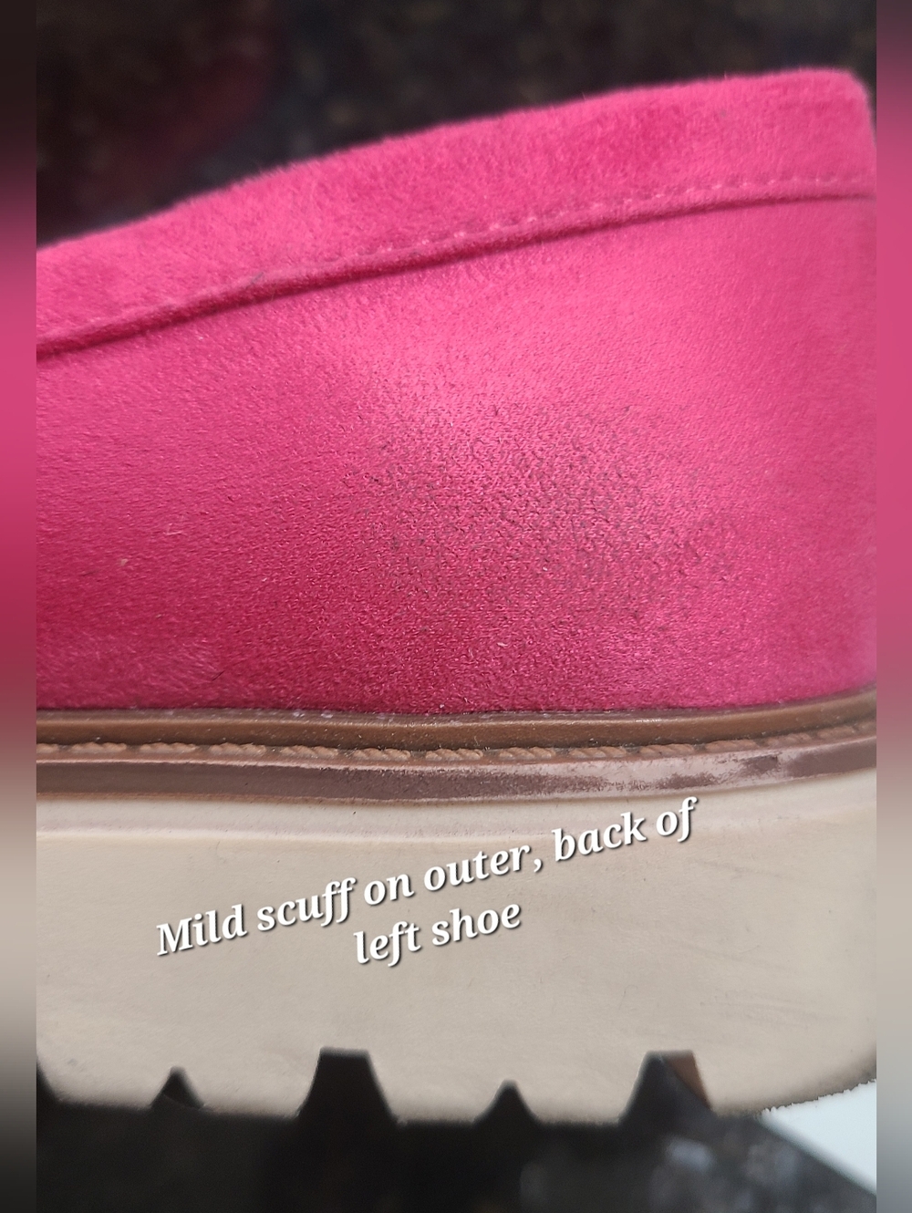 Journee Collection Hot Pink Suede Lug Sole Loafers, Size 9W (US) - Picture 6 of 8